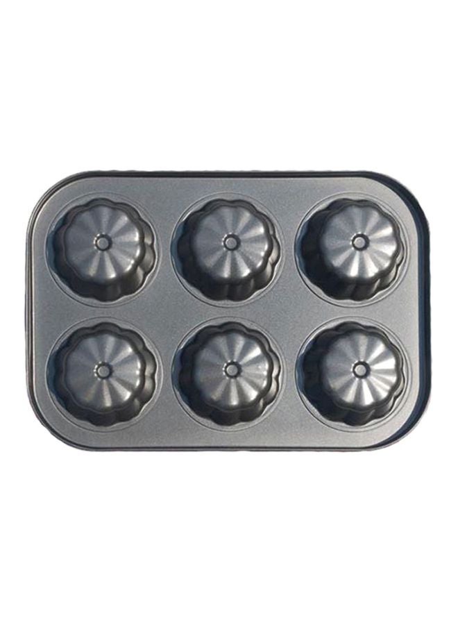 Sharpdo Non Stick 6-Hole Flower Shape Cake Mould Black 26.5x18.7cm - Image 2